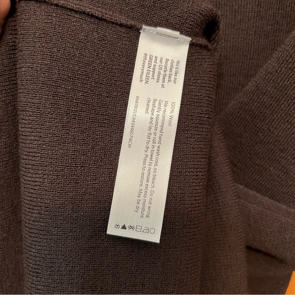 Eileen Fisher Chocolate Brown 100% Wool Dress Size Large - Picture 8 of 12